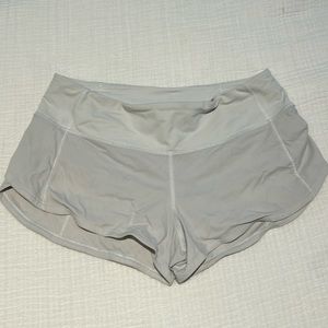 Lululemon White Speed Up Shorts Low Rise 2”